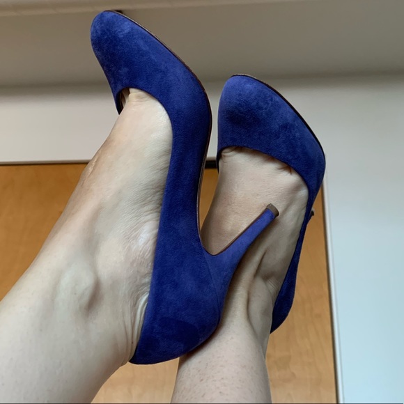 J. Crew Iris Blue Leather Suede Pump Stiletto Heel - Picture 14 of 15